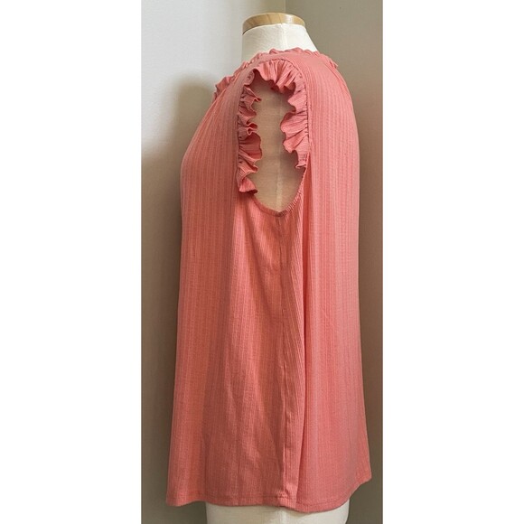 Ces Femme Ladie's *MD Flowy Ruffle Sleeveless Top - Picture 2 of 4